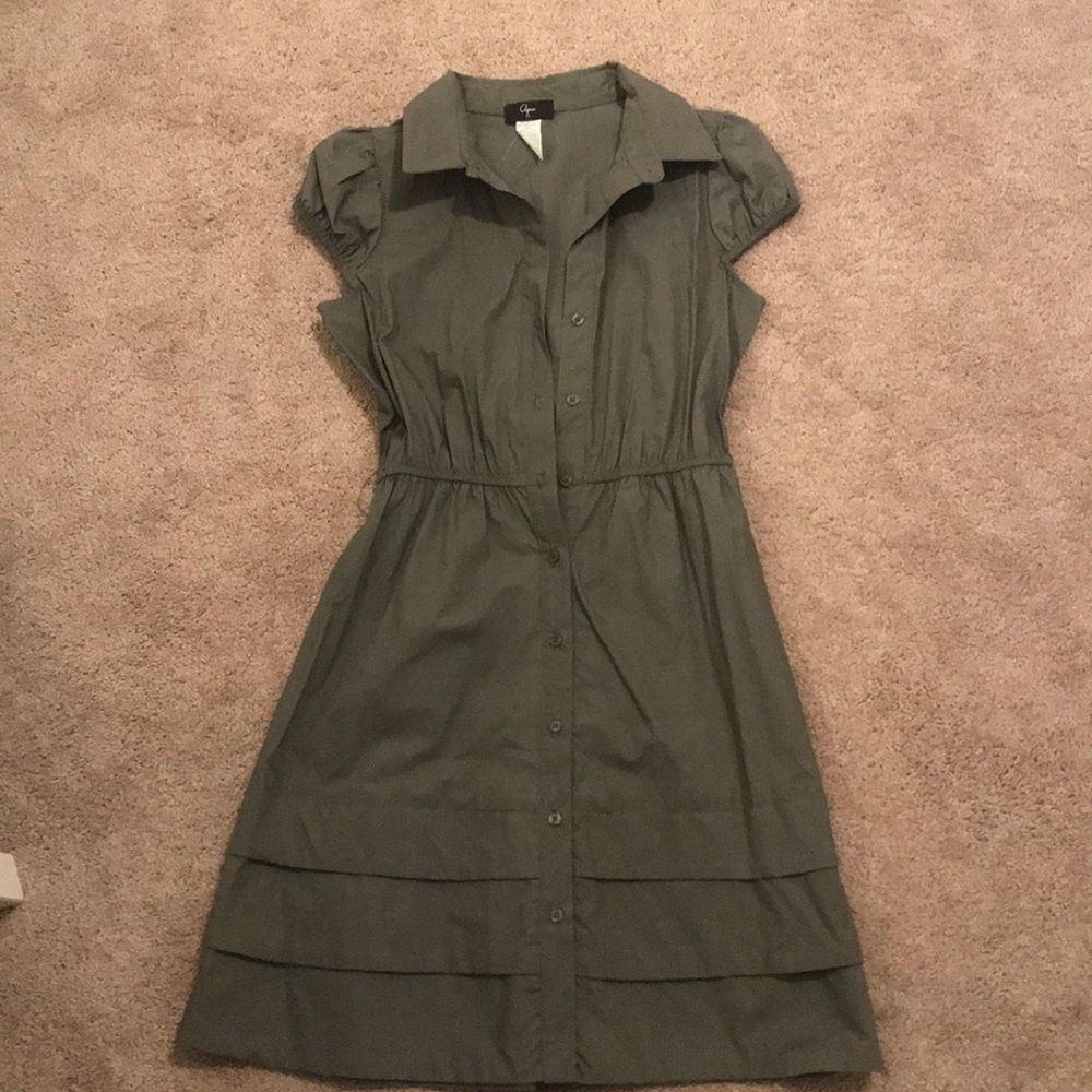 Army green aqua dress with belt